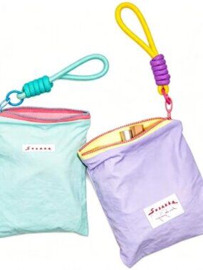 2 Pack Small Zipper Cosmetic Bags Travel Toiletry Pouches with Lanyard